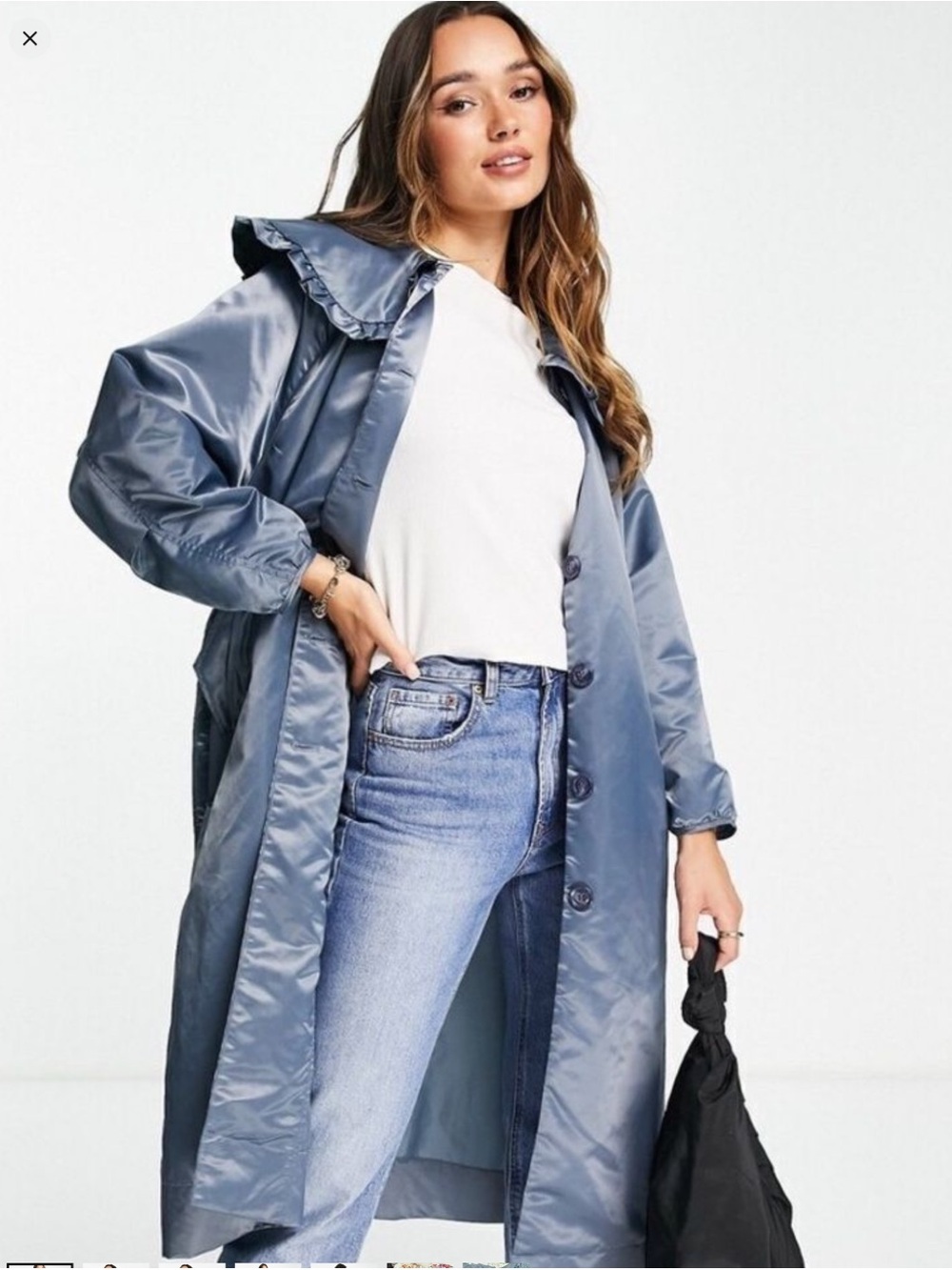 Ghospell slate blue trench coat.  NWT